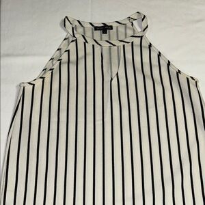 Moa Moa White with Black Vertical Stripe Halter Camisole